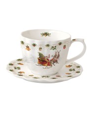 Święty Mikołaj na Saniach Filiżanka Porcelanowa ze Spodkiem w Pudełku 320 ml