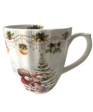 Święty Mikołaj i Choinka Kubek Porcelanowy w Ozdobnym Pudełku 370 ml