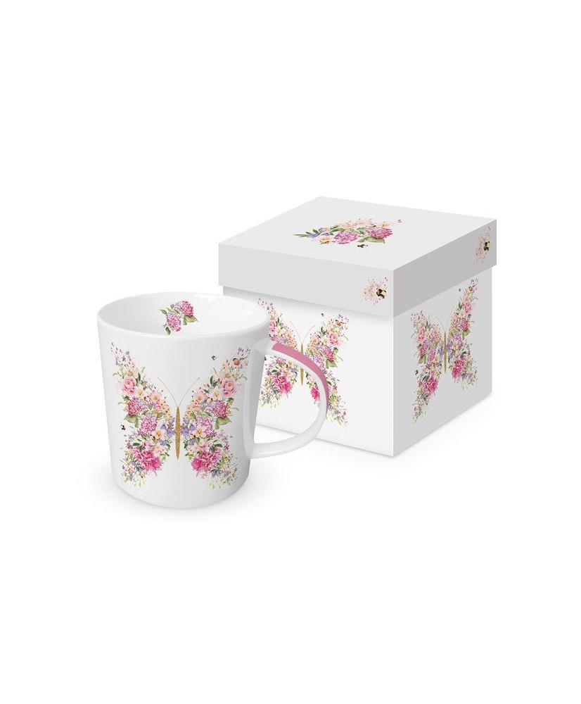 Kwiecisty Motyl Kubek Porcelanowy w Ozdobnym Pudełku 350 ml