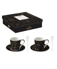 Gwieździste Niebo Filiżanki Porcelanowe do Espresso ze Spodkami i Łyżeczkami w Ozdobnym Pudełku 100 ml 2 szt.