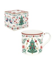 Christmas Folk Choinka Kubek Porcelanowy w Ozdobnym Pudełku 300 ml