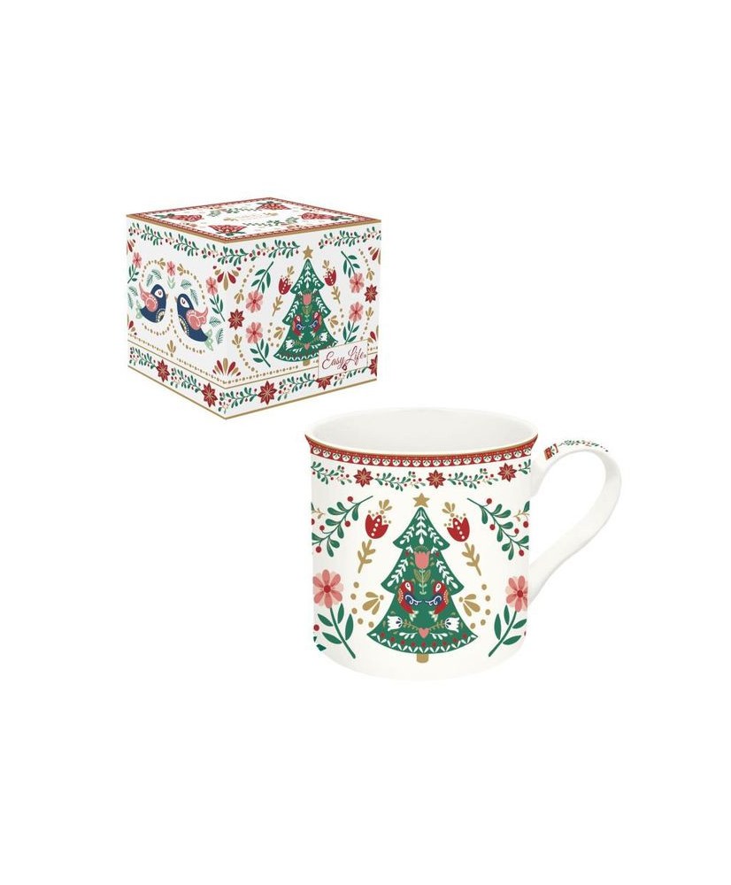 Christmas Folk Choinka Kubek Porcelanowy w Ozdobnym Pudełku 300 ml