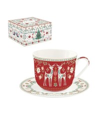 Christmas Folk Jelonki Filiżanka Porcelanowa w Ozdobnym Pudełku 400 ml